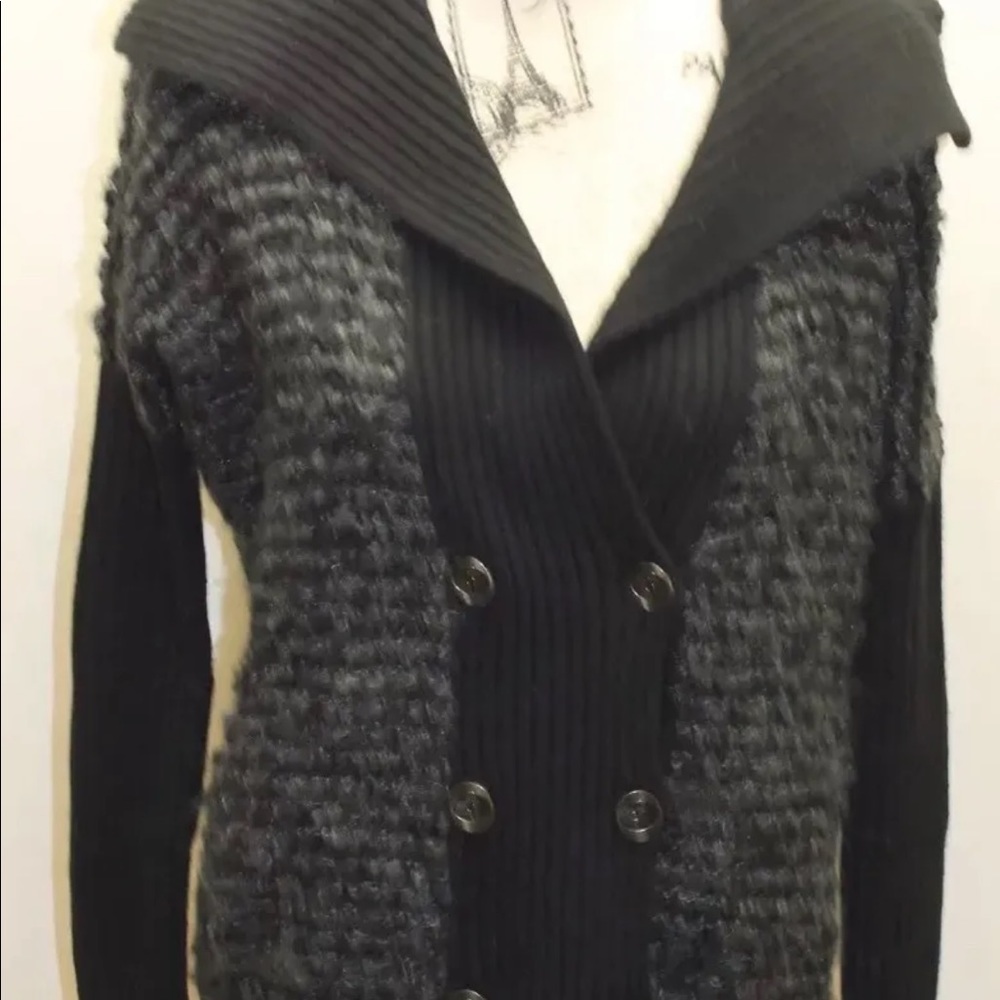 AX Armani Exchange Women Sweater Carpet Black XS Double Breasted Wool Cotton